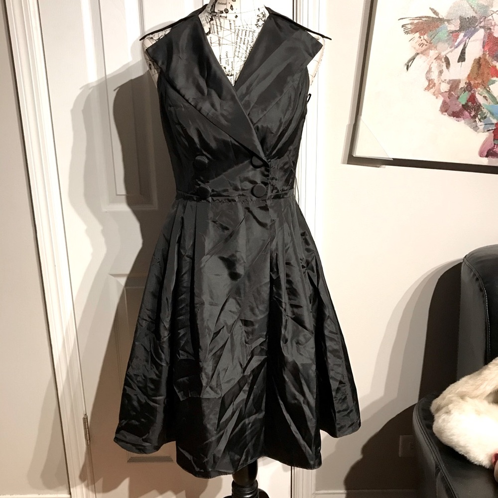ABS Allen Schwartz Vintage Overlay Retro evening vest dress pinup goth flare 6